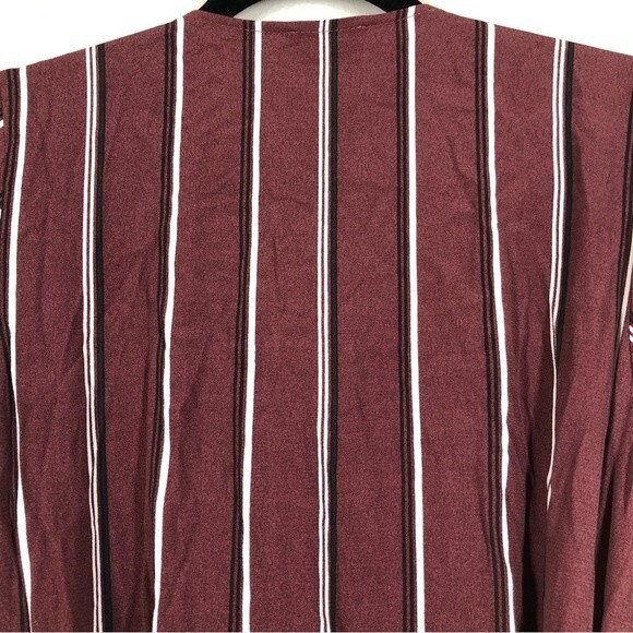 Aritzia Wilfred Free Jessa Wrap Dress Midi Striped Maroon Black XS - Picture 7 of 9